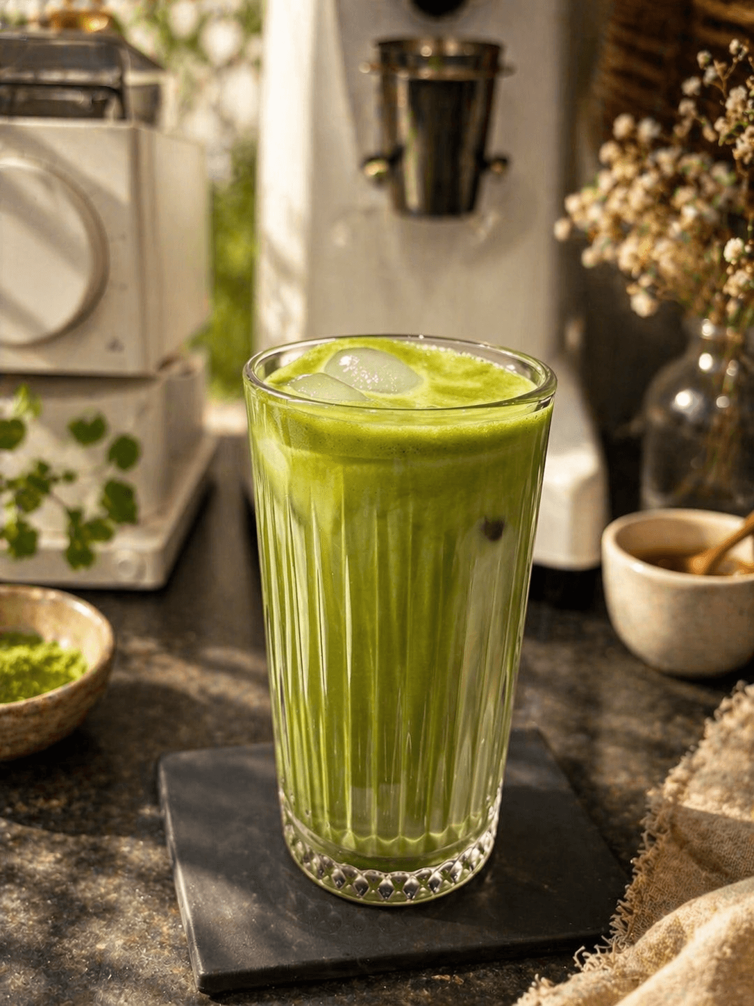 Honey Matcha Latte at Snuzzles Cafe, Jayanagar